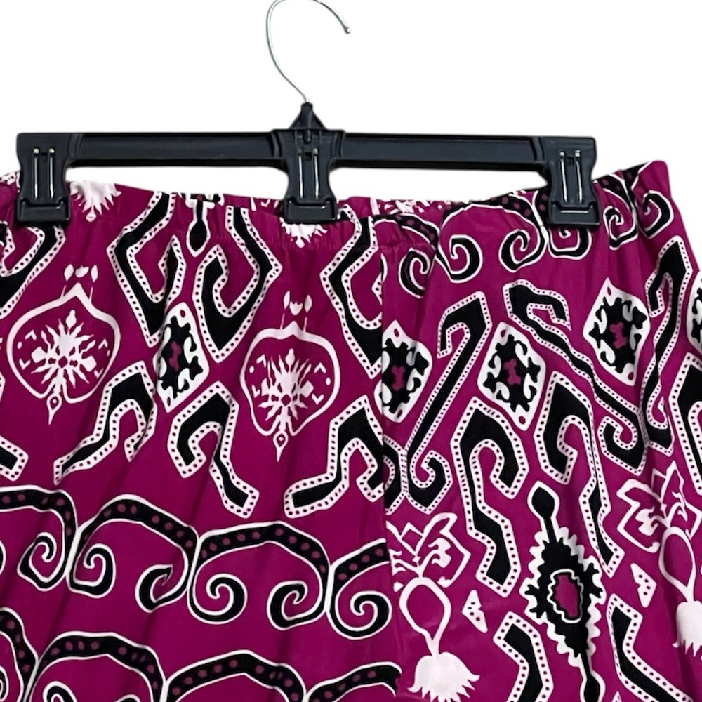 Ashley Stewart Pants Size 14/16 Bold Pink Geometric Print Elastic Waist Stretch - Picture 4 of 9
